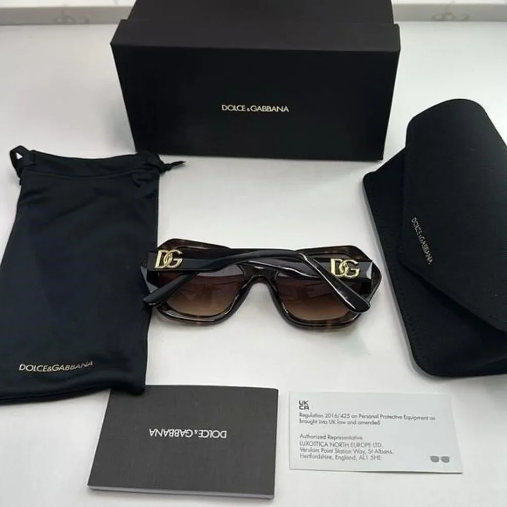 💯 - New Authentic DOLCE & GABBANA Gradient Brown Irregular Ladies Sunglasses